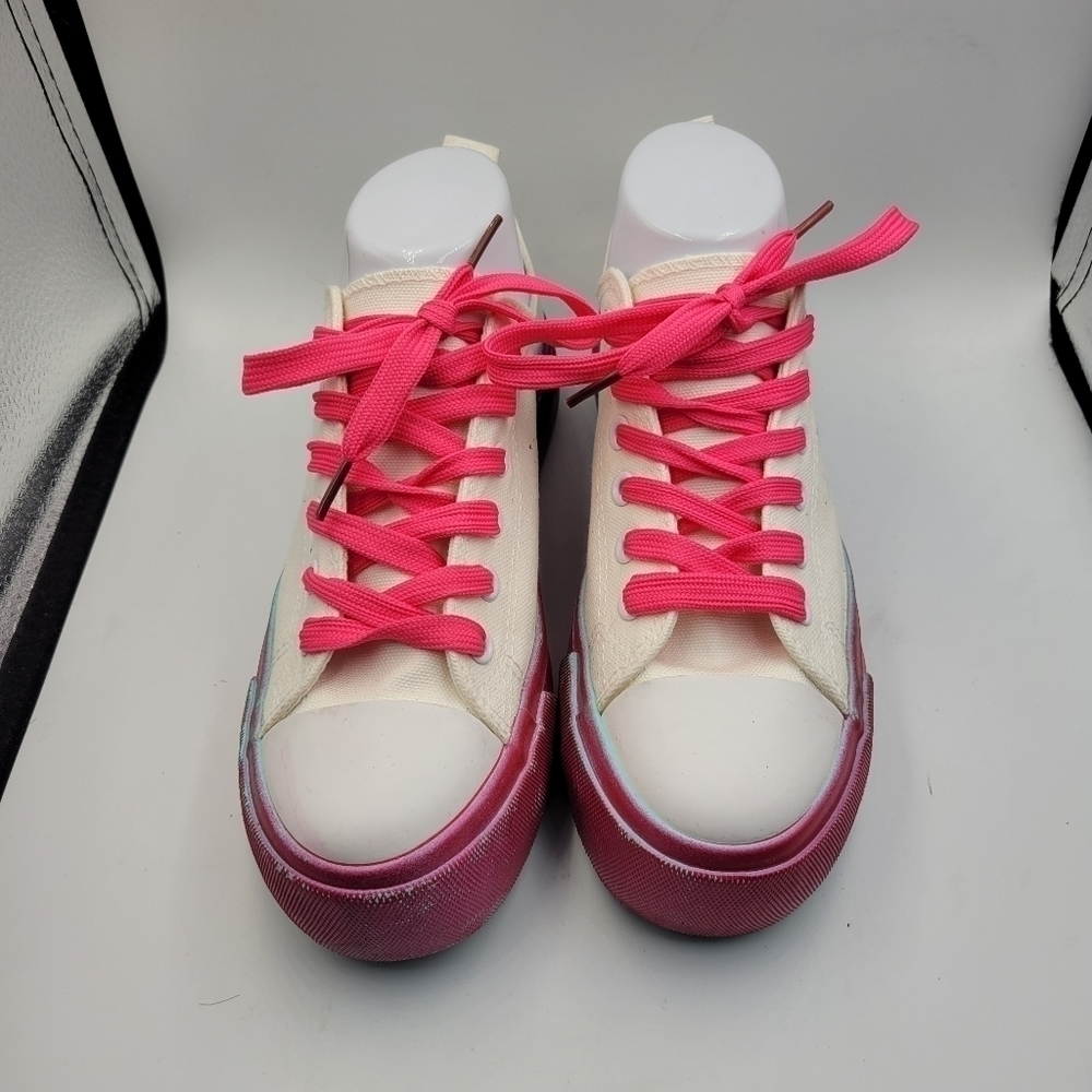 Olivia Miller Shoes Sneakers Gazelle White Canvas Colored Ombre Casual Womens 7 - Picture 2 of 10